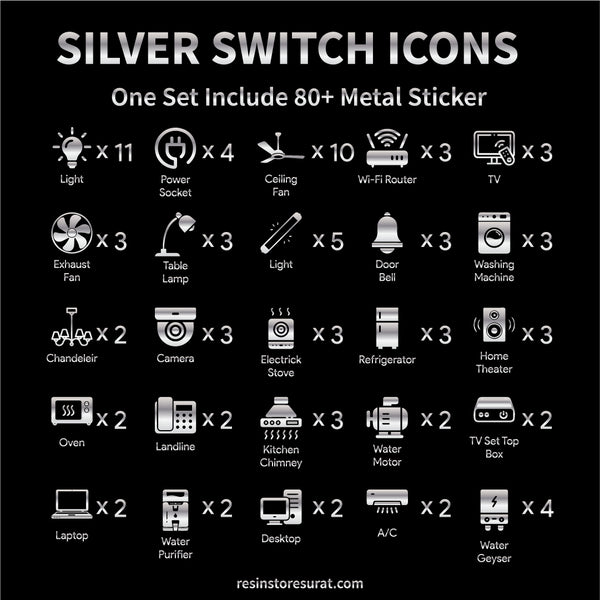Silver Switch Sticker Labels